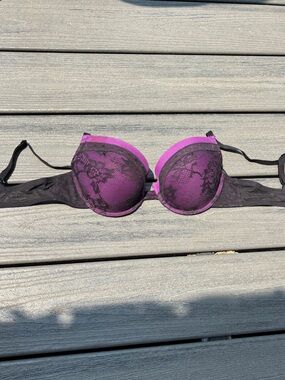 Maidenform Purple and Black Lace Push-Up Bra